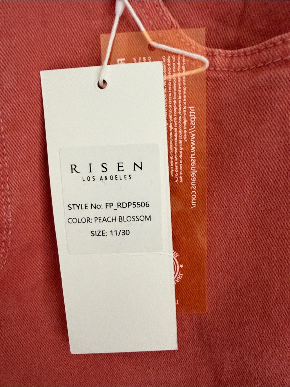 Risen Cropped Wide-Leg Jeans in Peach Blossom - Picture 5 of 7